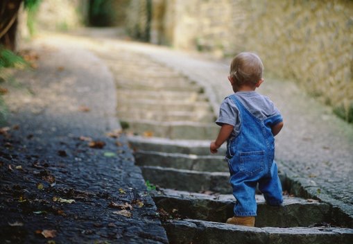 baby climbing stairs